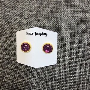 5/$20 Mini dark purple‎ round stud earrings